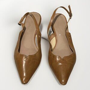Costume National Slingback Sandals Flats Pointed Toe Size 36 Made In Italy Tan